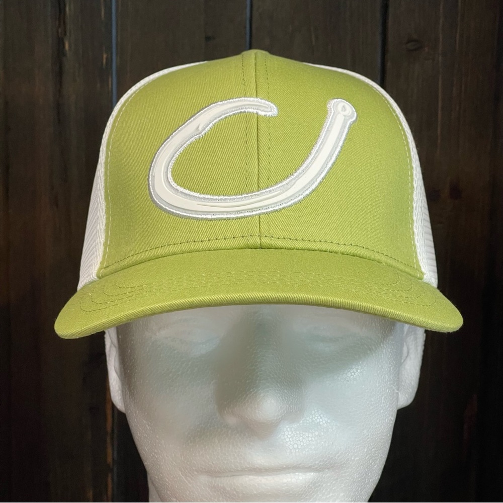 Mens Reel Life Fish Hook Pistachio Green Mesh back Snapback Hat Cap NWT